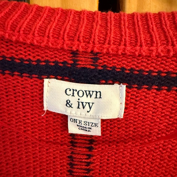 Crown & Ivy Red and Black Plaid Cardigan - Picture 4 of 5
